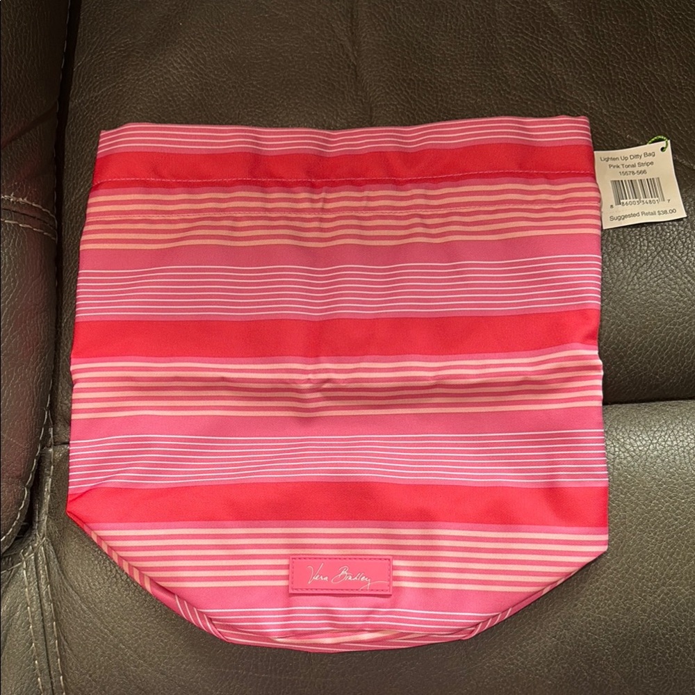 Vera Bradley pink tonal stripe ditty bag